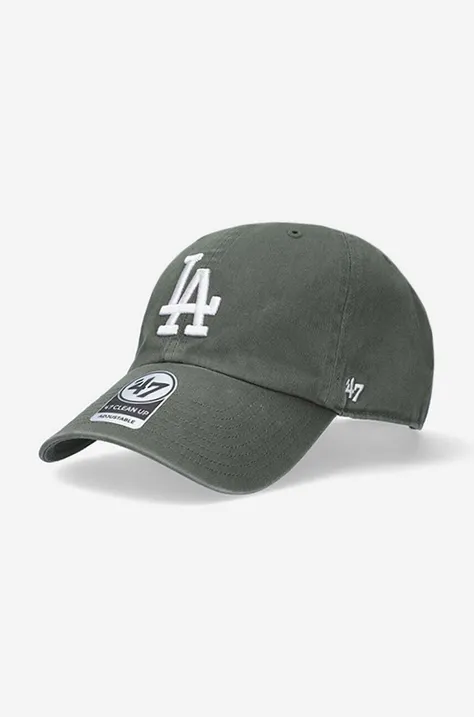 47brand șapcă de baseball din bumbac MLB Los Angeles Dodgers culoarea verde, cu imprimeu  B-RGW12GWSNL-MSG