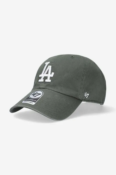 47brand czapka z daszkiem bawełniana MLB Los Angeles Dodgers kolor zielony z aplikacją  B-RGW12GWSNL-MSG