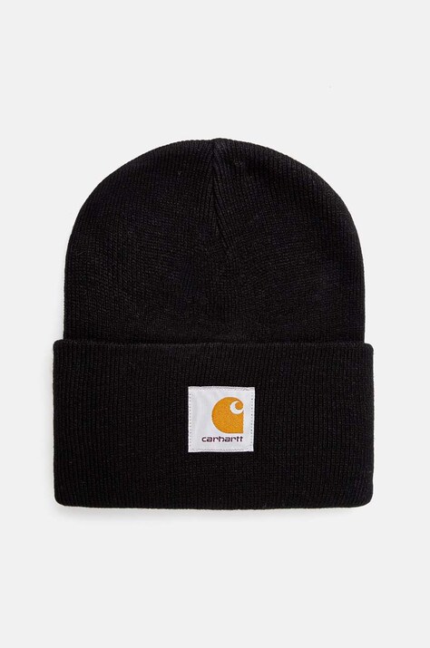 Шапка Carhartt WIP I020222.BLACK Acrylic Watch Hat цвет чёрный из толстого трикотажа I020222.BLACK-BLACK