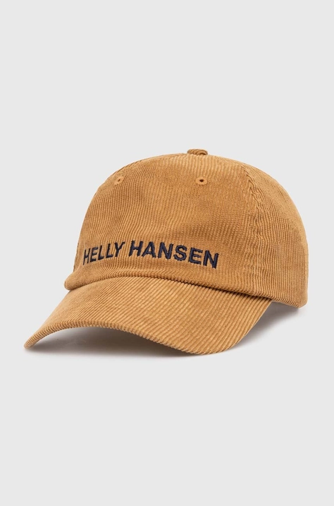 Manšestrová baseballová čiapka Helly Hansen Graphic Cap zelená farba, s nášivkou