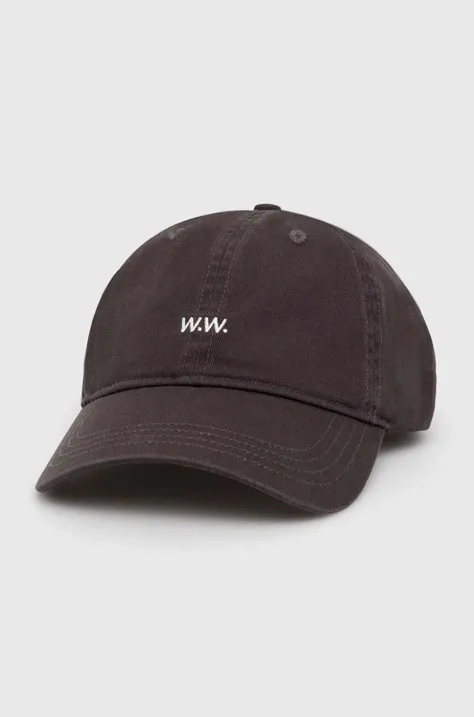 Βαμβακερό καπέλο του μπέιζμπολ Wood Wood Low Profile χρώμα: καφέ