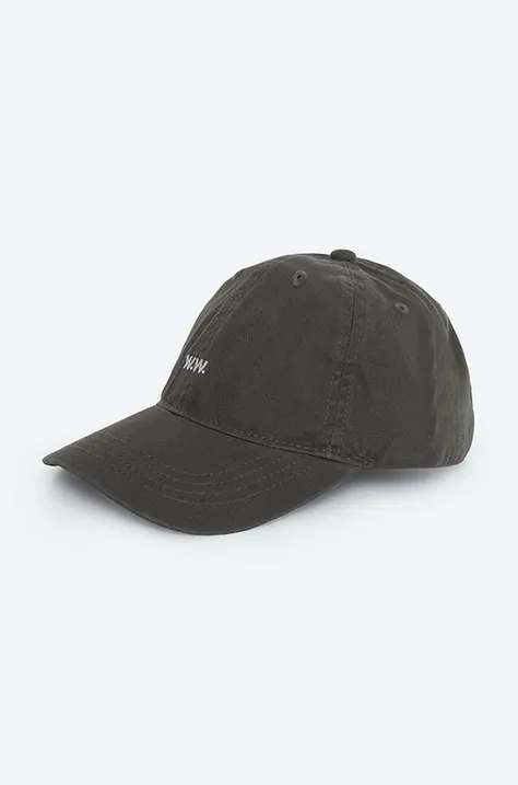 Памучна шапка с козирка Wood Wood Low profile twill cap в зелено с изчистен дизайн 12110804.7083