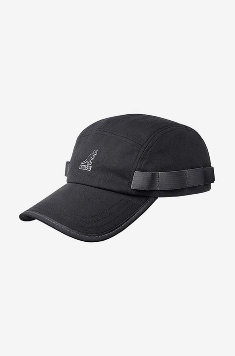 Bavlnená šiltovka Kangol Wax Utility 5 Panel K5329-BLACK, čierna farba, s nášivkou