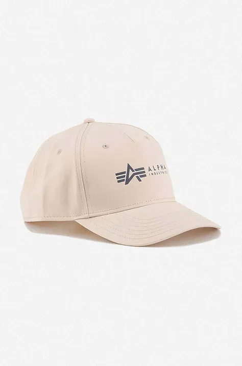 Alpha Industries czapka z daszkiem kolor beżowy z nadrukiem 126912.578-KREMOWY