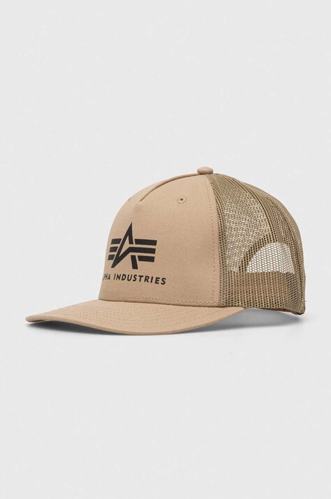 Šiltovka Alpha Industries 186902.14-brown, hnedá farba, s potlačou