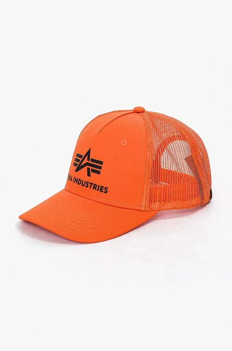 Alpha Industries șapcă Basic Trucker Cap culoarea portocaliu, cu imprimeu 186902.417-orange