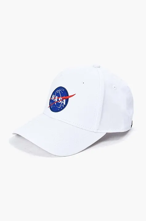 Bavlněná baseballová čepice Alpha Industries NASA Cap bílá barva, s aplikací, 186903.09-white