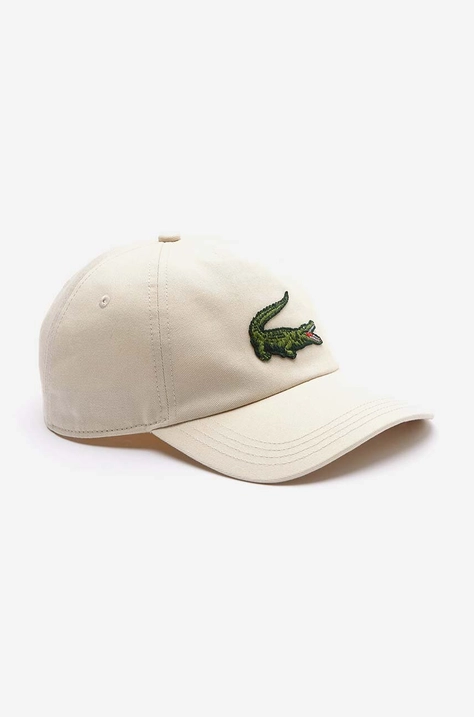 Lacoste șapcă de baseball din bumbac culoarea bej, cu imprimeu RK2071-166