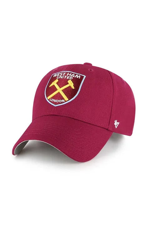 47 brand czapka z daszkiem z domieszką wełny EPL West Ham United FC kolor czerwony z aplikacją