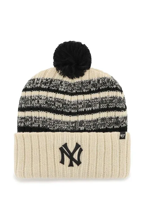 Шапка 47brand MLB New York Yankees колір бежевий