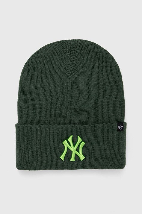 Шапка 47 brand MLB New York Yankees цвет зелёный из толстого трикотажа