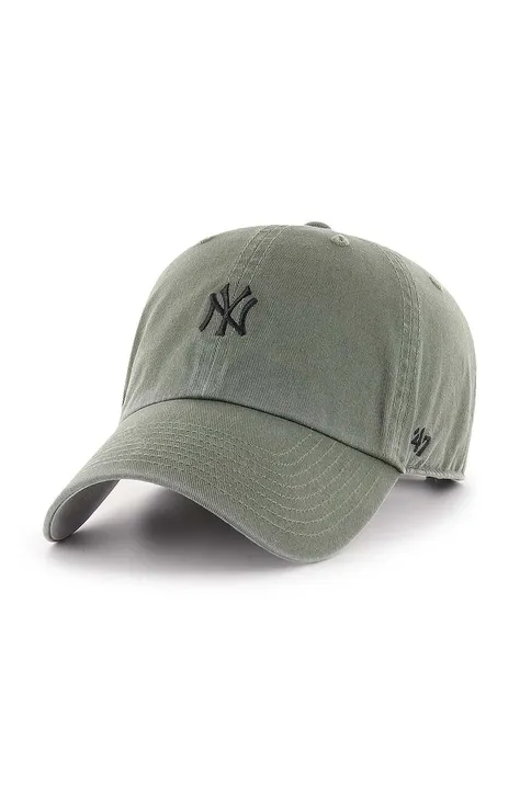 Bavlnená šiltovka 47brand MLB New York Yankees zelená farba, s nášivkou