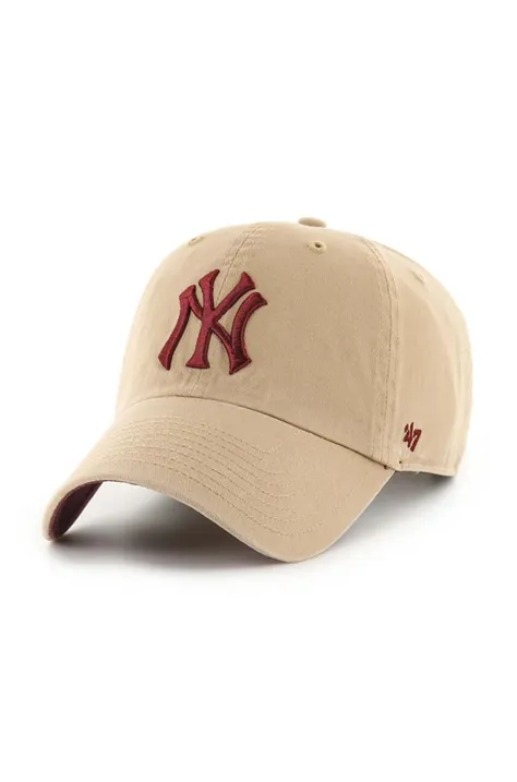 Βαμβακερό καπέλο του μπέιζμπολ 47brand MLB New York Yankees χρώμα: μπεζ