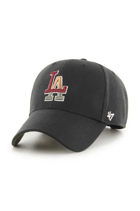 47brand czapka z daszkiem MLB Los Angeles Dodgers kolor czarny z aplikacją