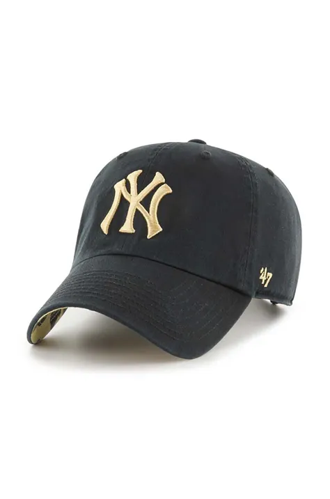 Bombažna bejzbolska kapa 47brand MLB New York Yankees črna barva