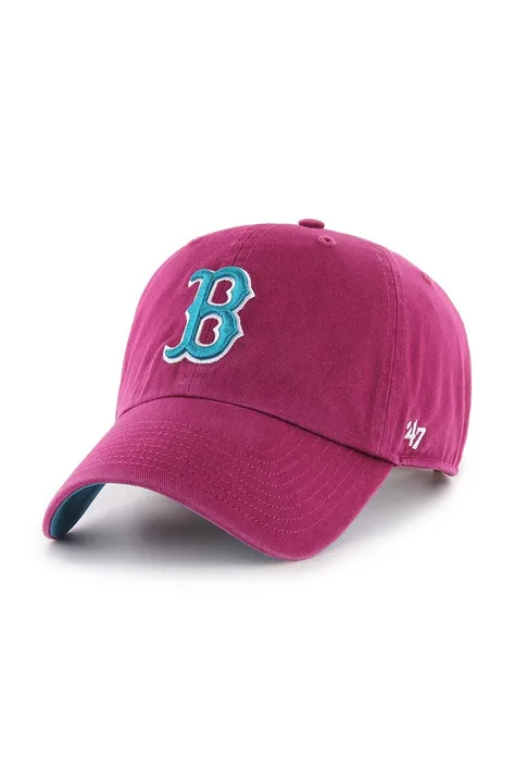 Хлопковая кепка 47 brand MLB Boston Red Sox цвет бордовый с аппликацией