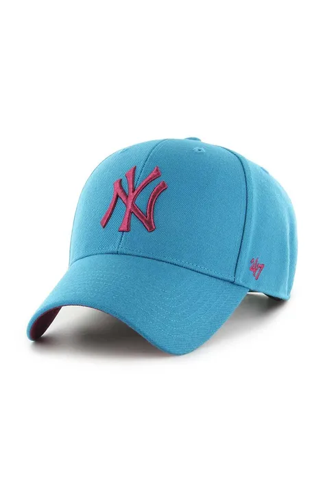 47brand czapka z daszkiem z domieszką wełny MLB New York Yankees kolor zielony z aplikacją