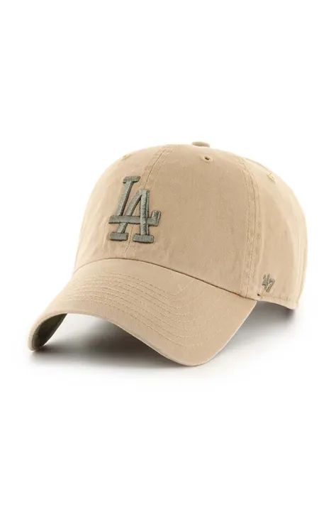 Βαμβακερό καπέλο του μπέιζμπολ 47brand MLB Los Angeles Dodgers χρώμα: μπεζ