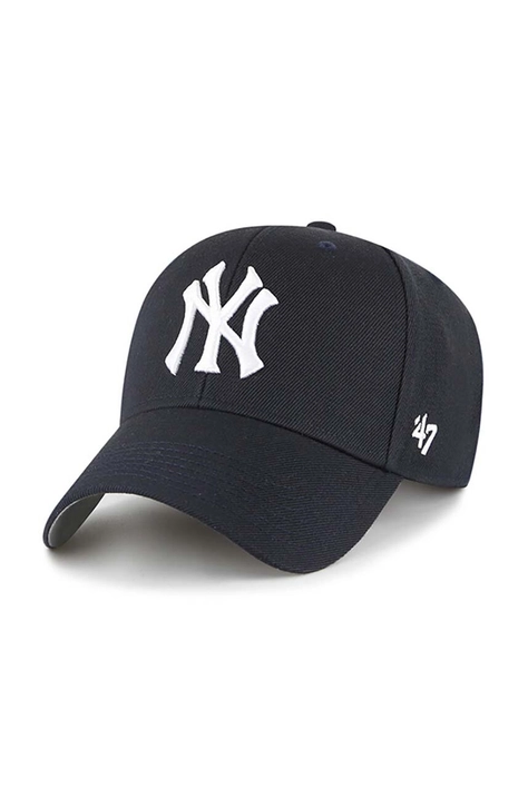 Хлопковая кепка 47 brand MLB New York Yankees цвет синий с аппликацией