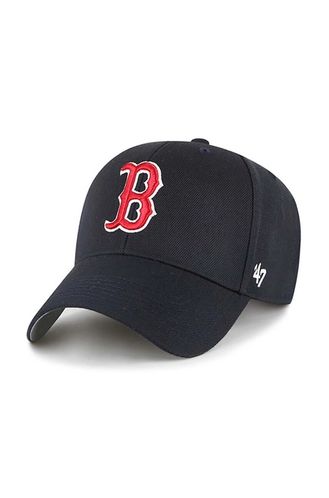 Šiltovka s prímesou vlny 47brand MLB Boston Red Sox tmavomodrá farba, s nášivkou