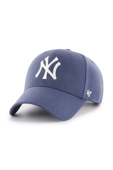 Кепка з домішкою вовни 47 brand MLB New York Yankees колір фіолетовий з аплікацією