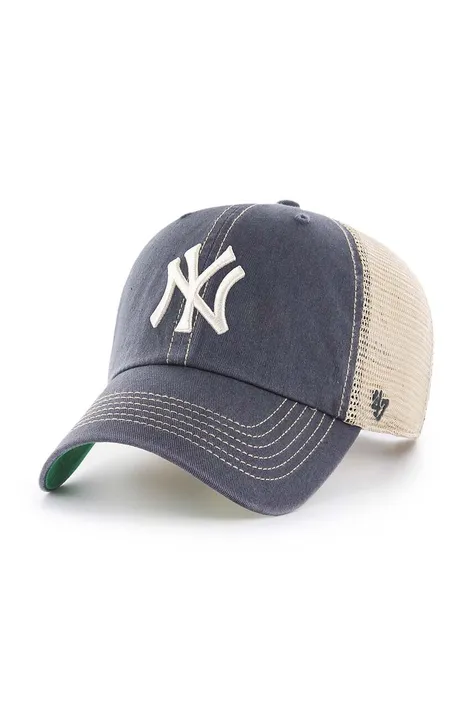 Шапка с козирка 47 brand MLB New York Yankees в тъмносиньо с десен