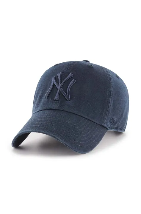 Хлопковая кепка 47 brand MLB New York Yankees цвет синий с аппликацией