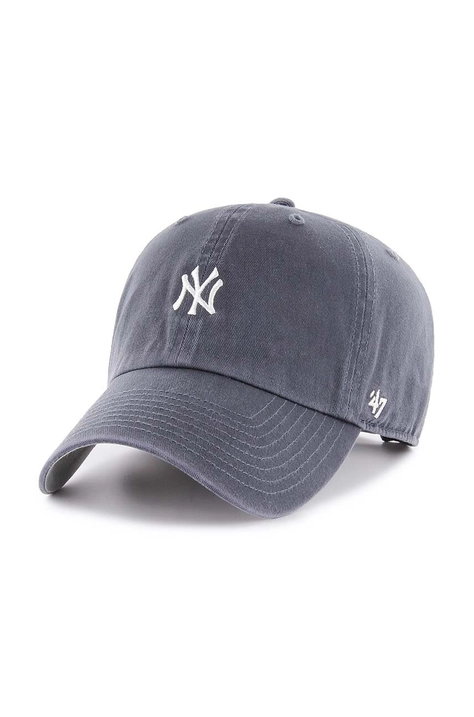 Bavlněná baseballová čepice 47brand MLB New York Yankees tmavomodrá barva, s aplikací, B-BSRNR17GWS-VN