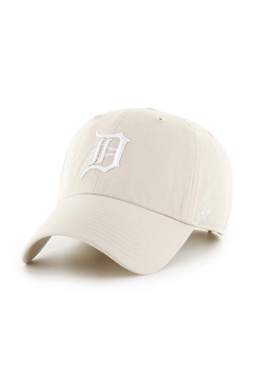 Бавовняна бейсболка 47 brand MLB Detroit Tigers колір бежевий з аплікацією