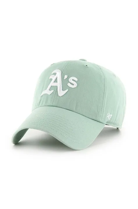 Бавовняна бейсболка 47brand MLB Oakland Athletics колір зелений з аплікацією