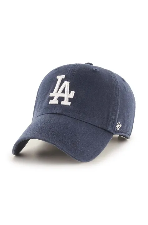 Бавовняна бейсболка 47brand MLB Los Angeles Dodgers колір синій з аплікацією