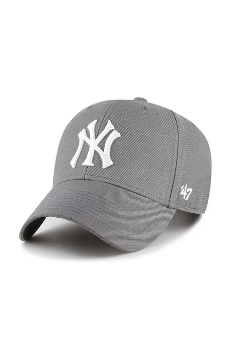 Кепка з домішкою вовни 47brand MLB New York Yankees колір сірий з аплікацією
