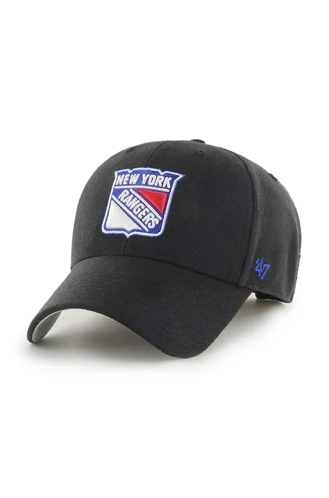 Бавовняна бейсболка 47brand NHL New York Rangers колір чорний з аплікацією