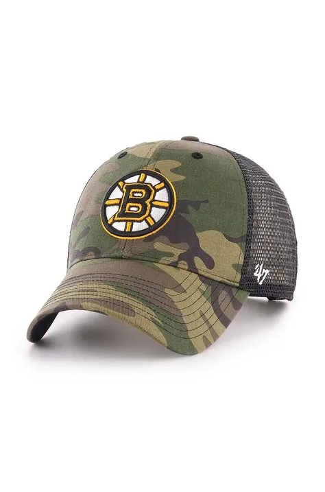 47brand czapka z daszkiem NHL Boston Bruins kolor zielony wzorzysta