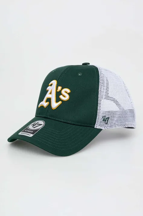 Кепка 47 brand MLB Oakland Athletics колір зелений з аплікацією