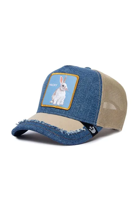 Goorin Bros czapka z daszkiem z domieszką jedwabiu Silky Rabbit kolor niebieski wzorzysta 101-1280