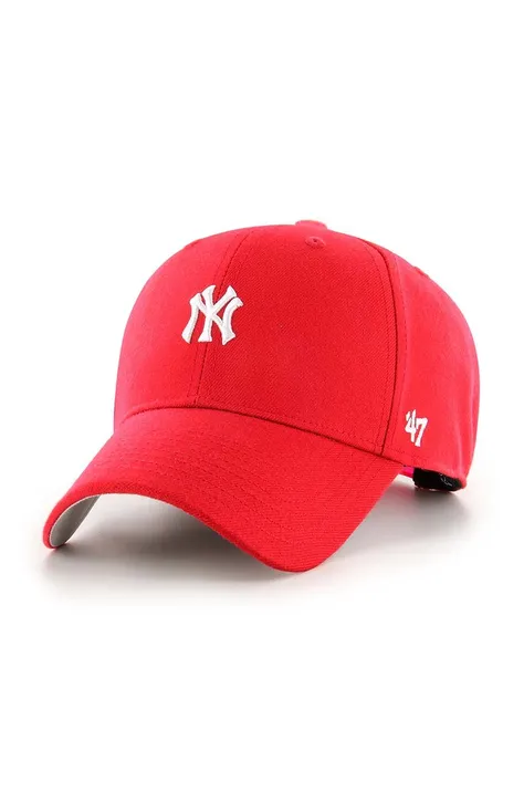 Bavlněná baseballová čepice 47brand MLB New York Yankees červená barva, s aplikací, B-BRMPS17WBP-RD