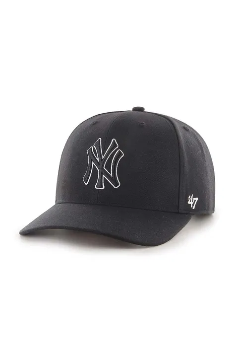 Шапка с козирка с вълна 47 brand MLB New York Yankees в черно с апликация B-CLZOE17WBP-BKB