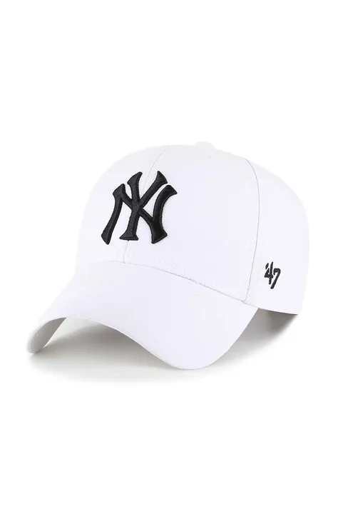 Kapa iz mešanice volne 47brand MLB New York Yankees bela barva, B-MVPSP17WBP-WHM