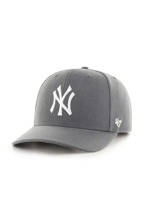 Šiltovka s prímesou vlny 47 brand MLB New York Yankees šedá farba, s nášivkou, B-CLZOE17WBP-CC