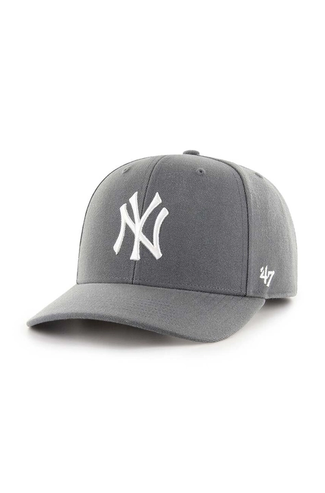 47brand czapka z daszkiem z domieszką wełny MLB New York Yankees kolor szary z aplikacją B-CLZOE17WBP-CC