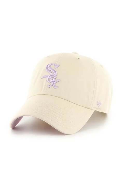 Βαμβακερό καπέλο του μπέιζμπολ 47 brand MLB Chicago White Sox χρώμα: μπεζ, BAS-DBLUN906GWS-NT03
