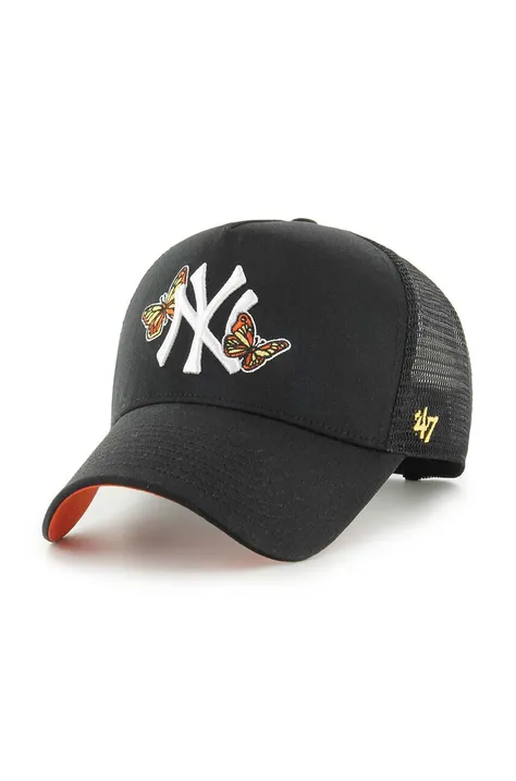 47 brand czapka z daszkiem bawełniana MLB New York Yankees kolor czarny z aplikacją B-ICNDT17CTP-BK