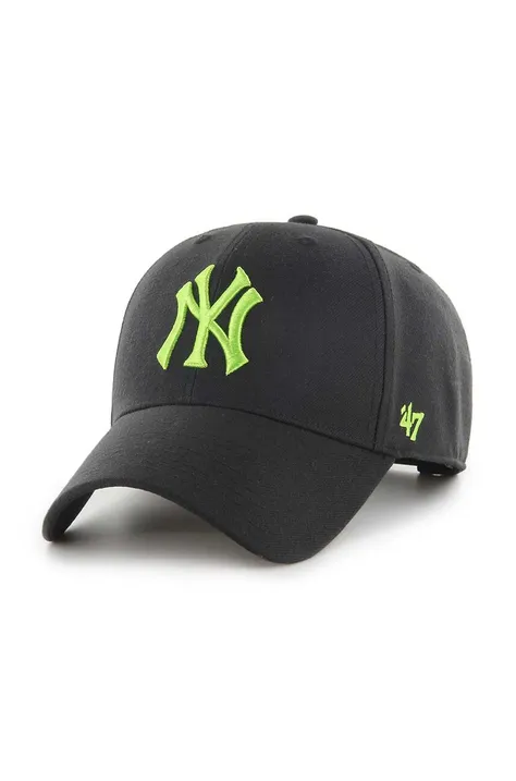 Čepice s vlněnou směsí 47 brand MLB New York Yankees černá barva, s aplikací, B-MVPSP17WBP-BKAM