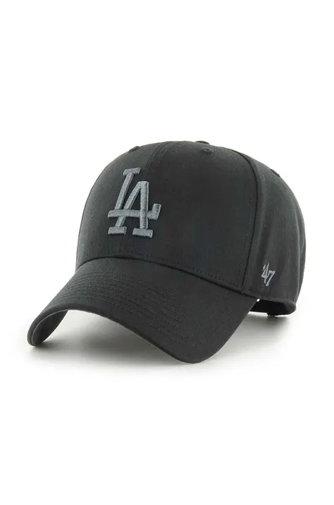 Хлопковая кепка 47 brand MLB Los Angeles Dodgers цвет чёрный с аппликацией B-TCMSP12CTP-BK