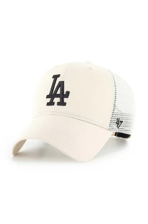 47 brand sapca MLB Los Angeles Dodgers culoarea bej, cu imprimeu, B-BRANS12CTP-NTA
