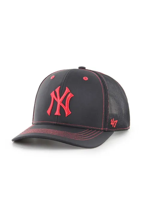 Шапка с козирка 47 brand MLB New York Yankees в черно с апликация B-XRAYD17BBP-BK