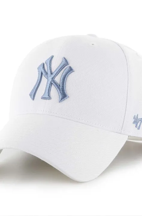 Кепка 47 brand MLB New York Yankees колір білий з аплікацією B-MVPSP17WBP-WHN