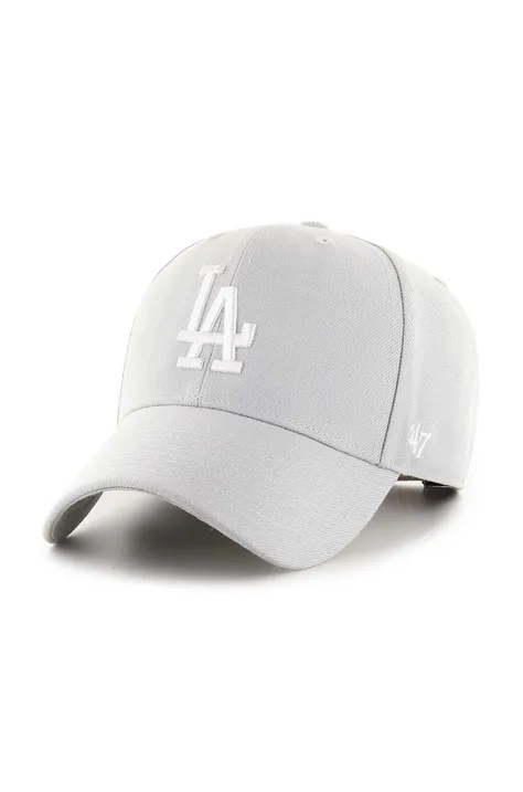 Кепка 47 brand MLB Los Angeles Dodgers колір сірий з аплікацією B-MVPSP12WBP-SLA