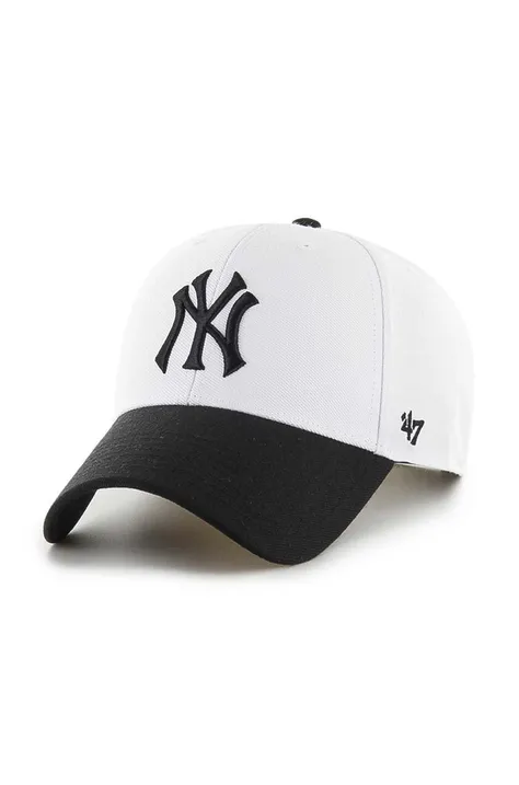 47 brand sapca MLB New York Yankees culoarea alb, cu imprimeu, B-SUMTT17WBP-WH